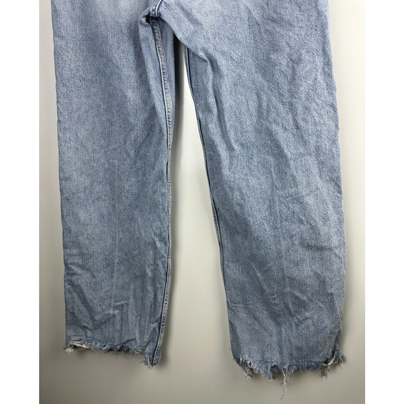 Reformation Wilder High Rise Wide Leg Cropped Jeans Raw Hem Rigid Denim Size 28 - Picture 13 of 14